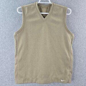 Nike Golf Vest Mens Medium Beige Khaki Pullover V Neck Fit Dry Leisure Casual